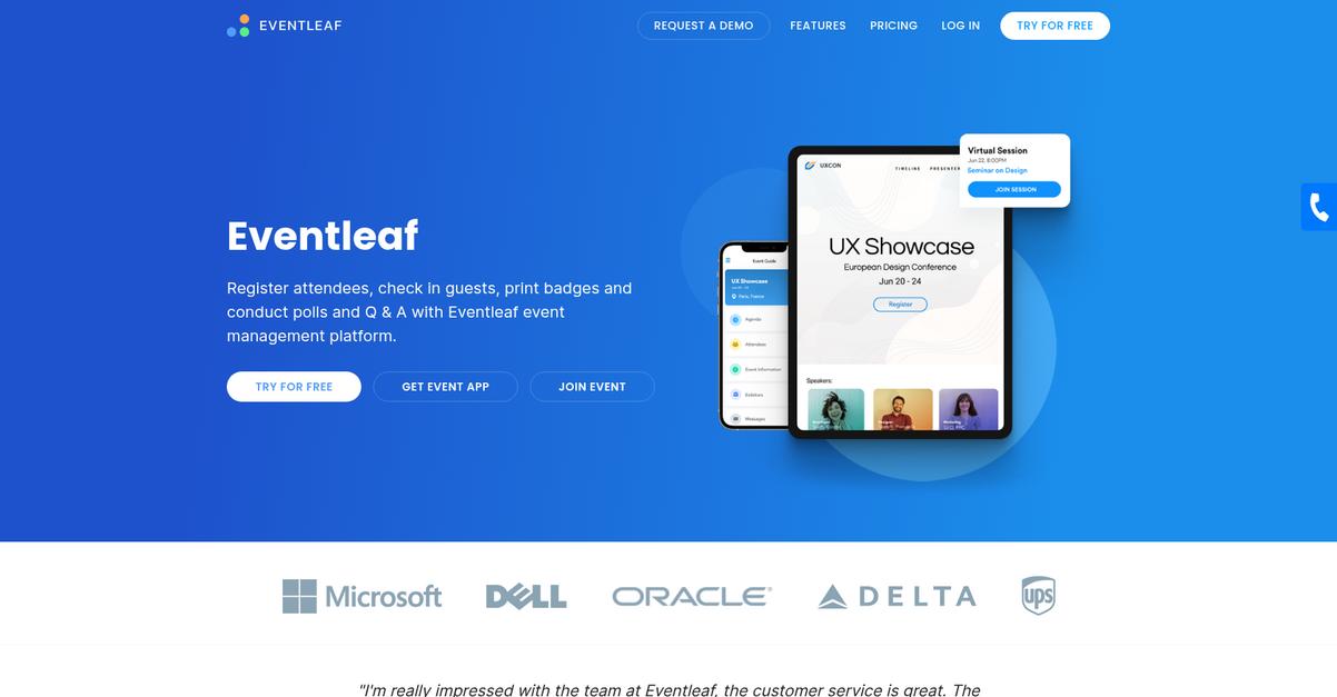 Eventleaf Homepage
