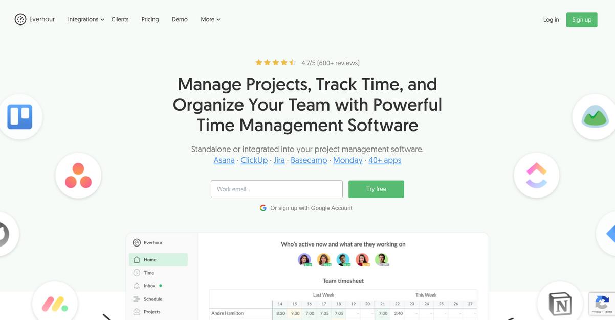 Everhour Homepage