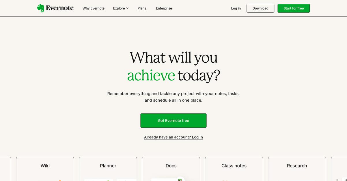 Evernote Homepage