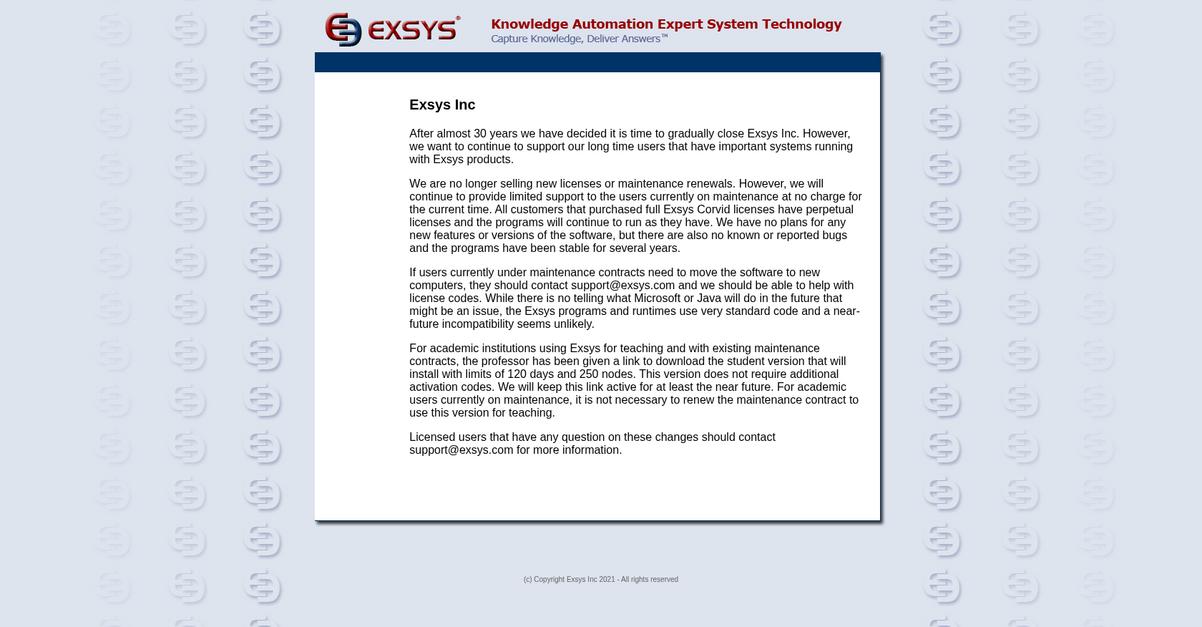 Exsys Inc Homepage