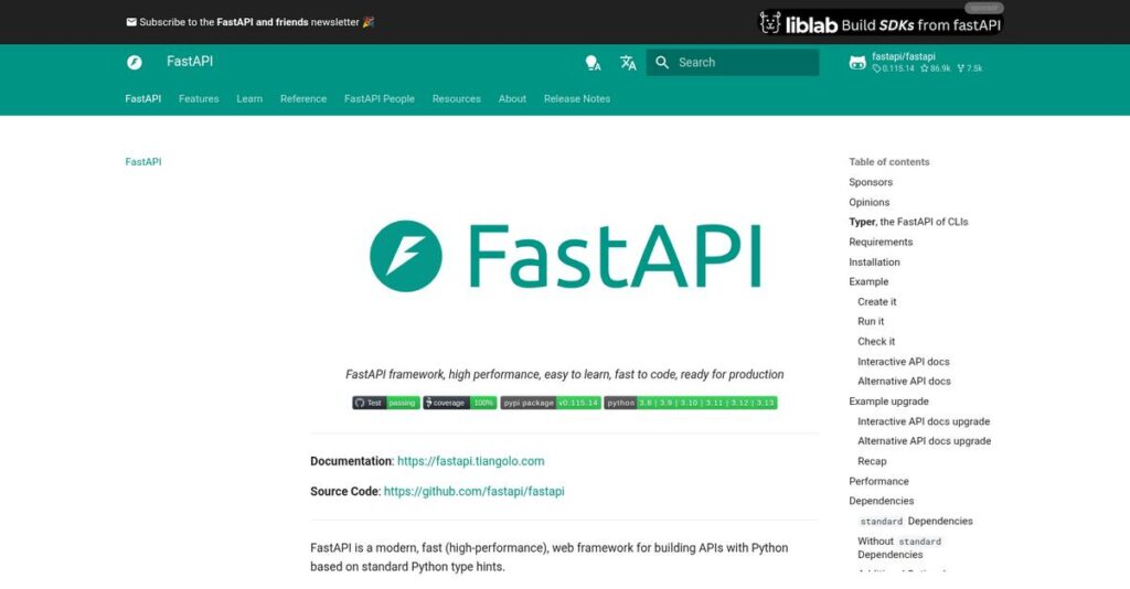 FastAPI Homepage
