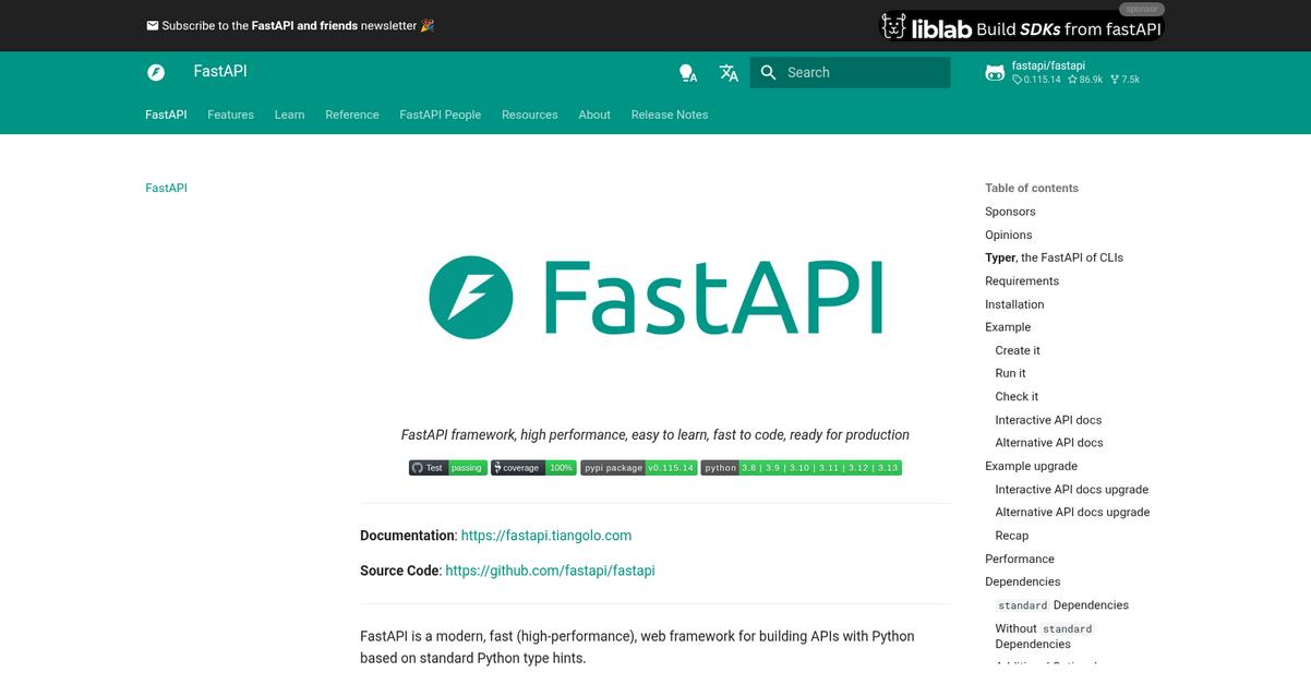 Fast Api Homepage