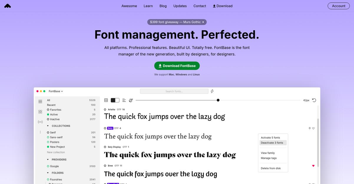Font Base Homepage