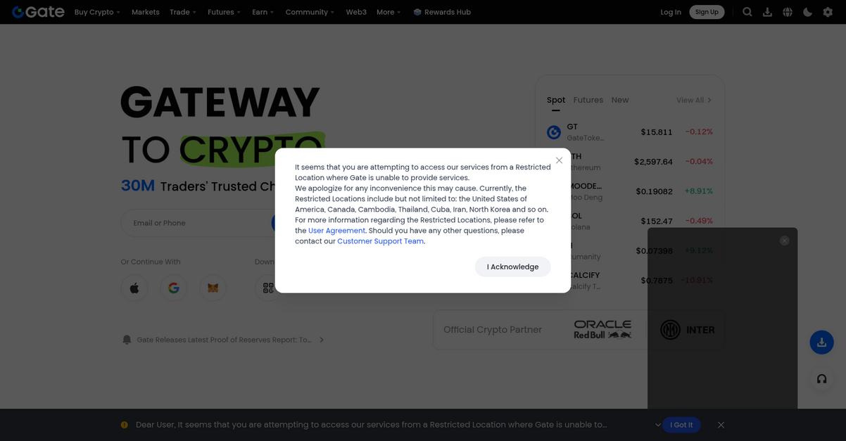 Gate.Io Homepage