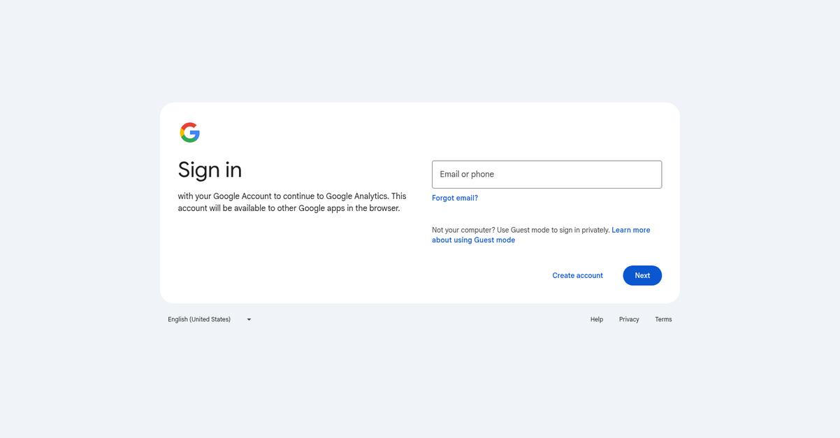 Google Analytics Homepage