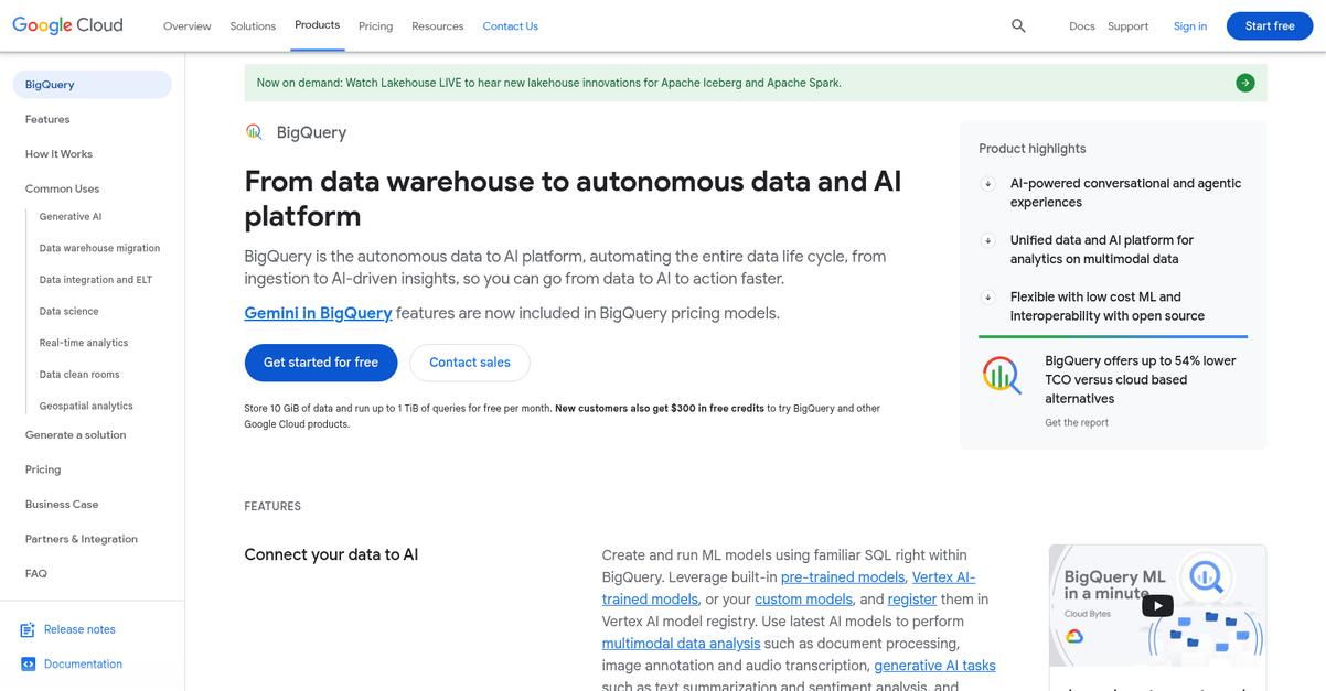 Google Big Query Homepage