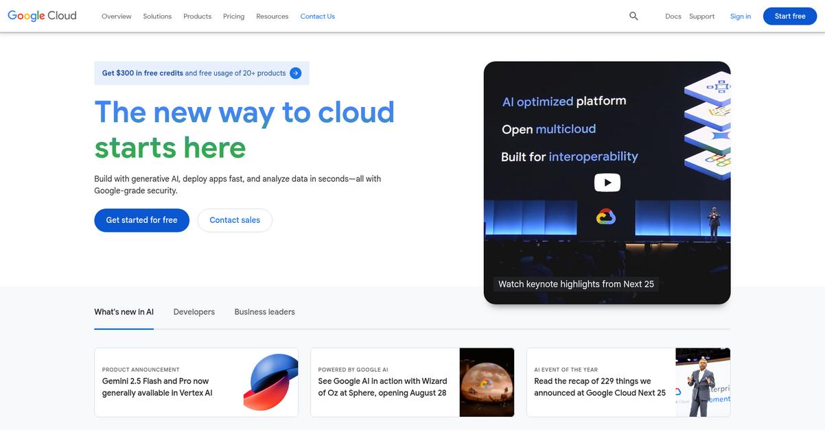 Google Cloud Homepage