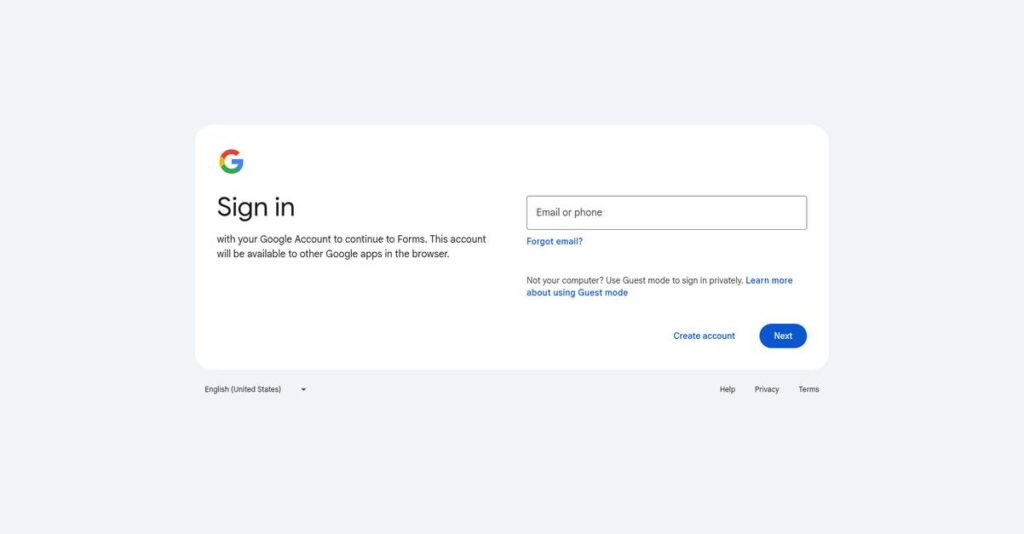 Google Forms Homepage