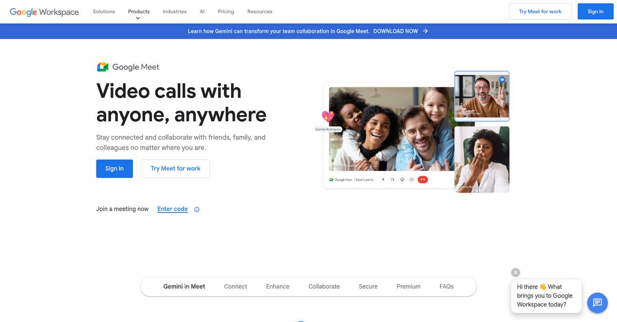 Google Meet Homepage