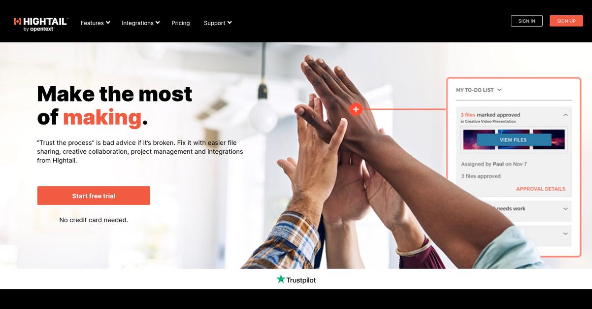 Hightail Homepage