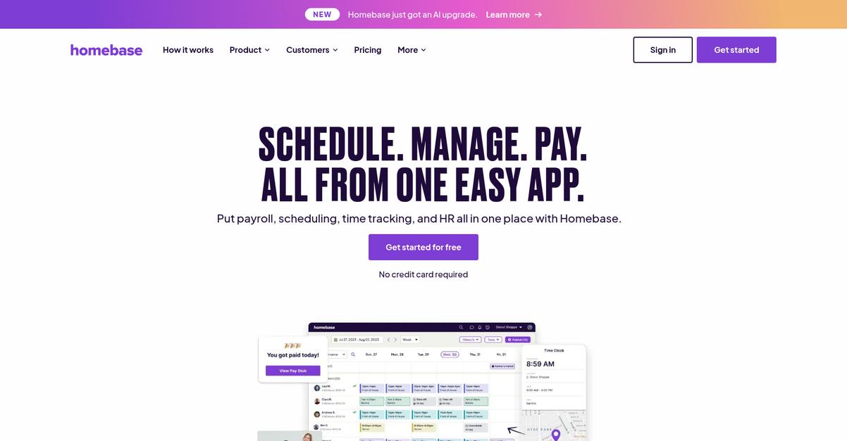 Homebase Homepage