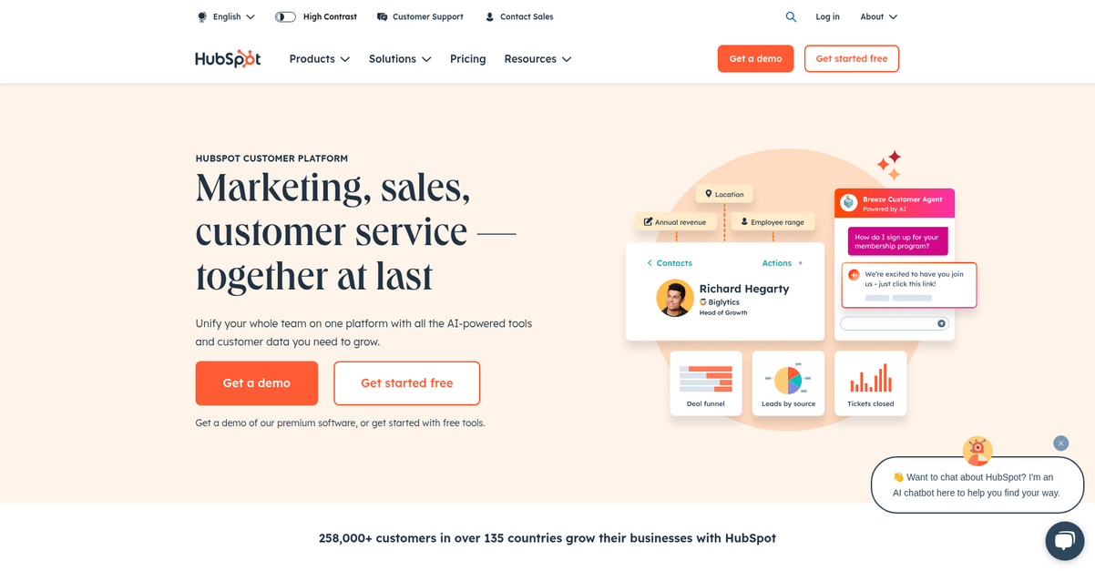 Hub Spot Homepage