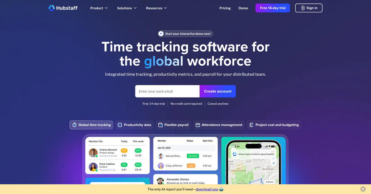 Hubstaff Homepage
