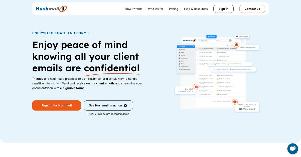 Hushmail Homepage