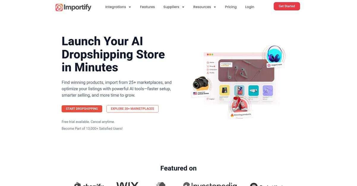 Importify Homepage