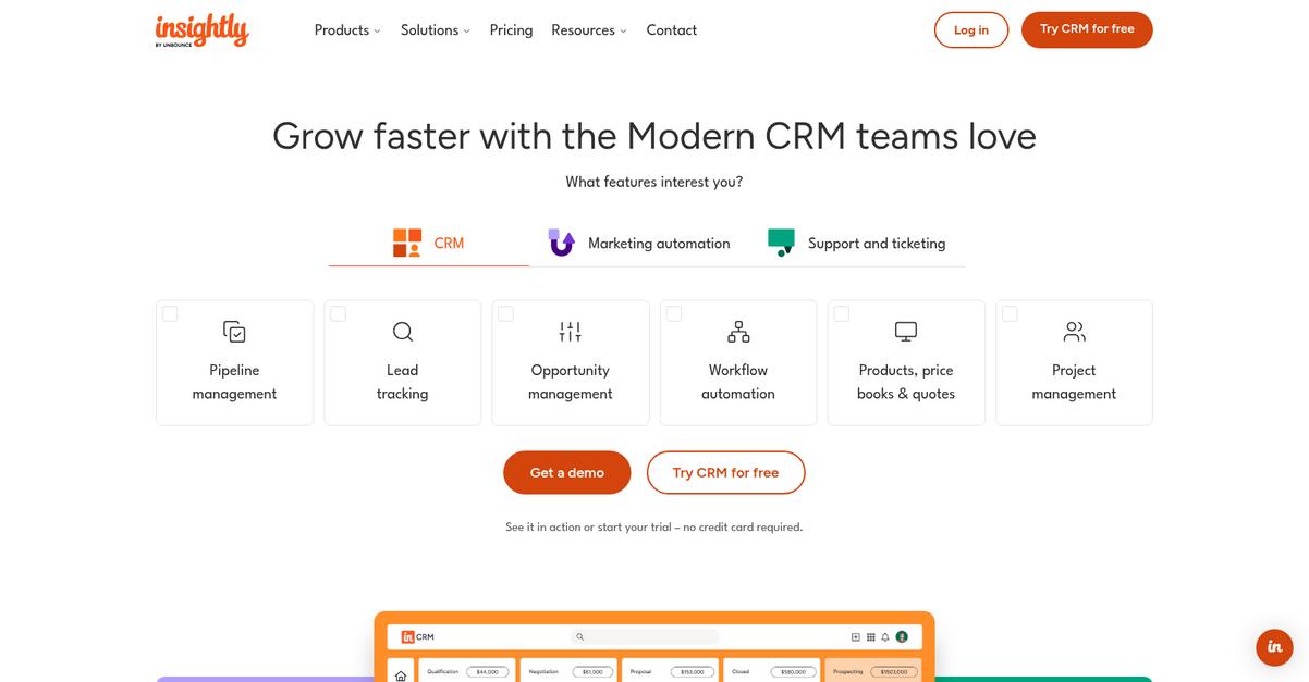 Insightly Homepage