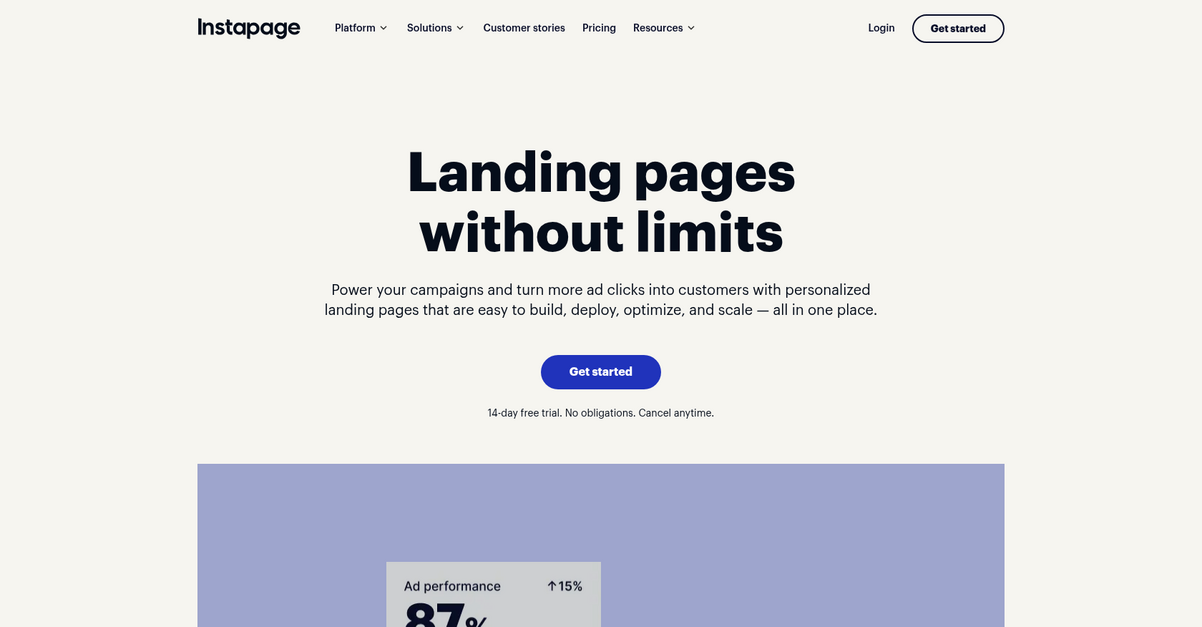 Instapage Homepage