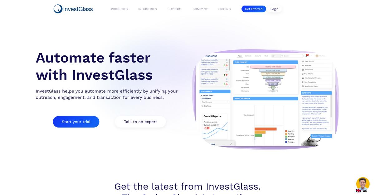 Invest Glass Homepage