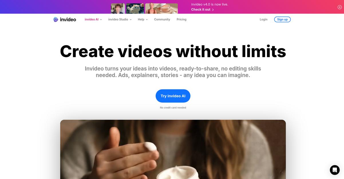 Invideo Homepage