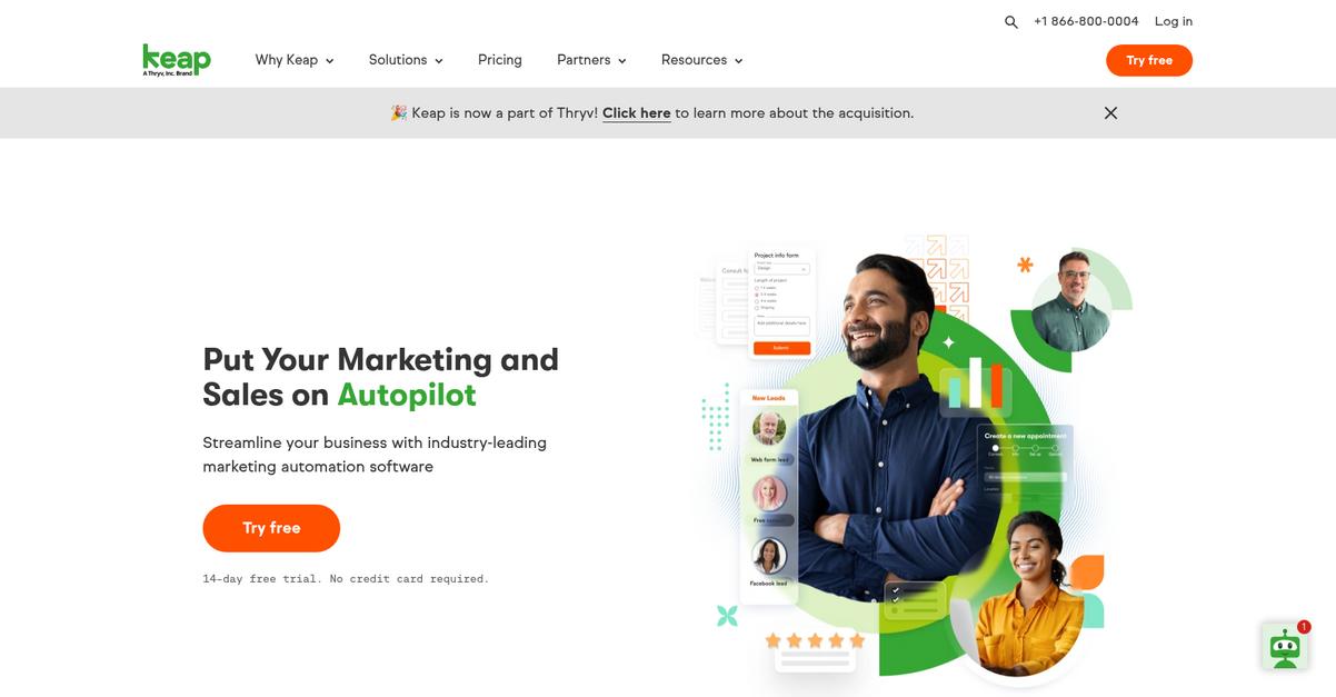 Keap Homepage