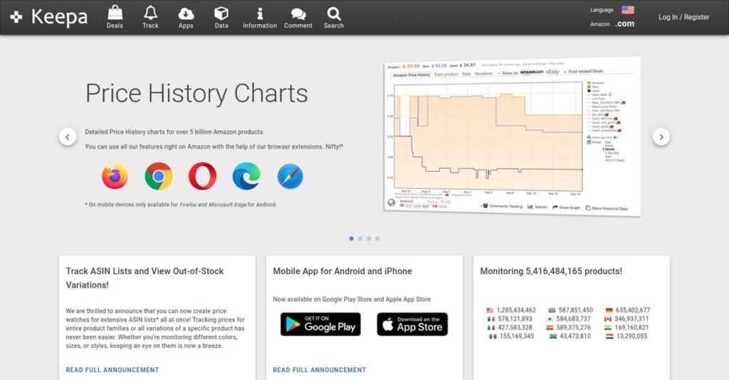 Keepa Homepage
