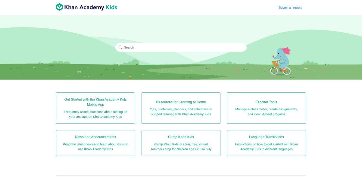 Khan Academy Kids Homepage