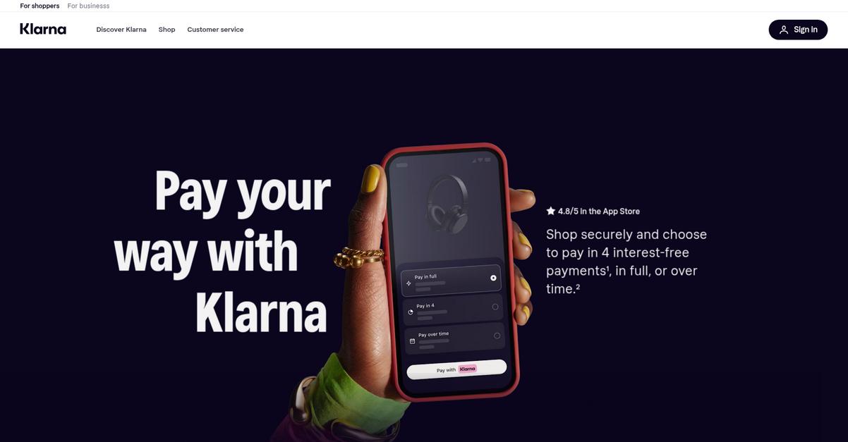 Klarna Homepage