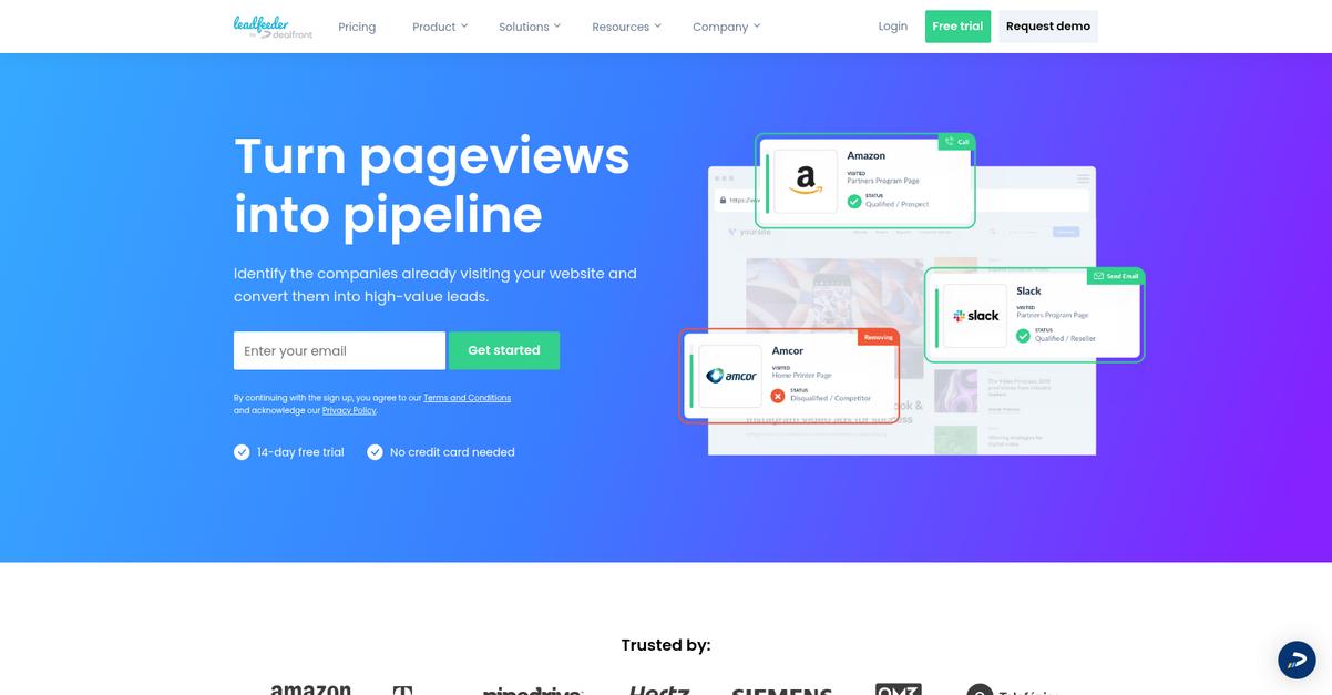 Leadfeeder Homepage