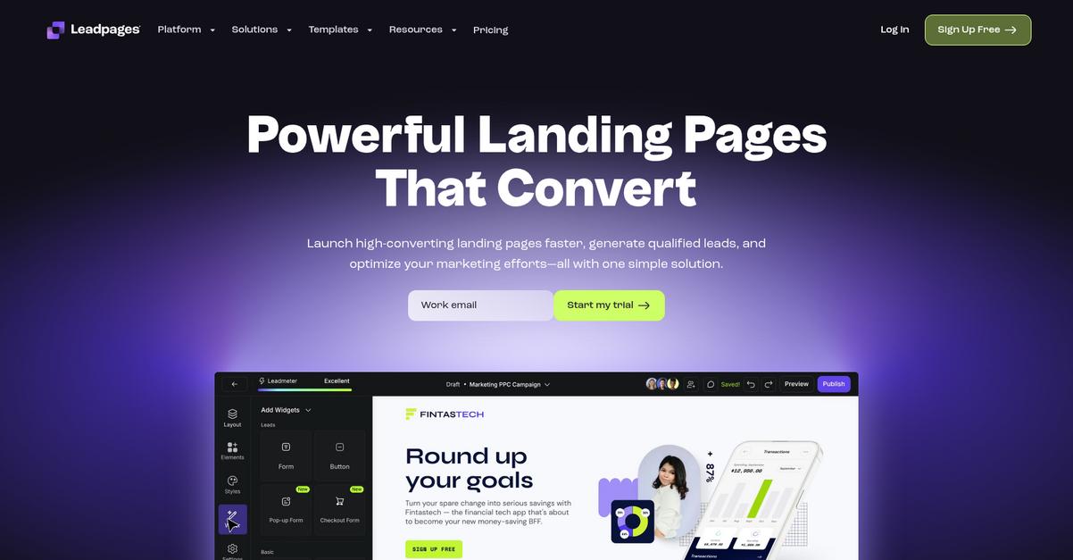 Leadpages Homepage