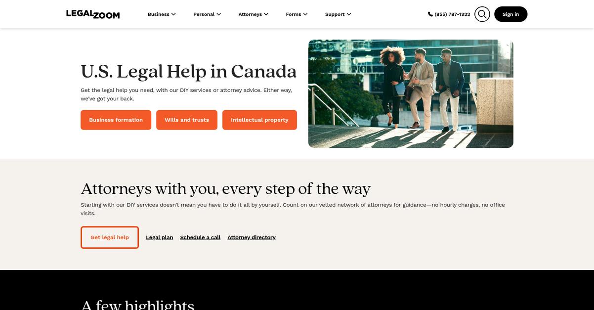 Legal Zoom Homepage