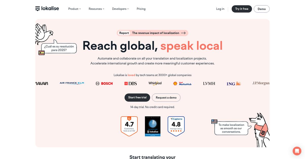 Lokalise Homepage