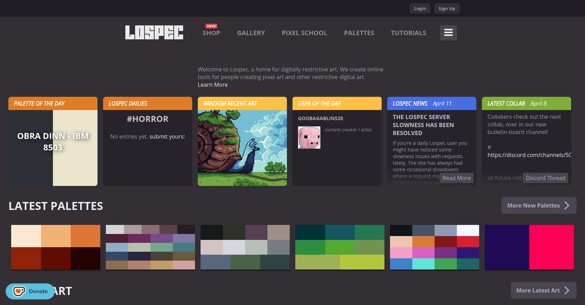 Lospec Homepage