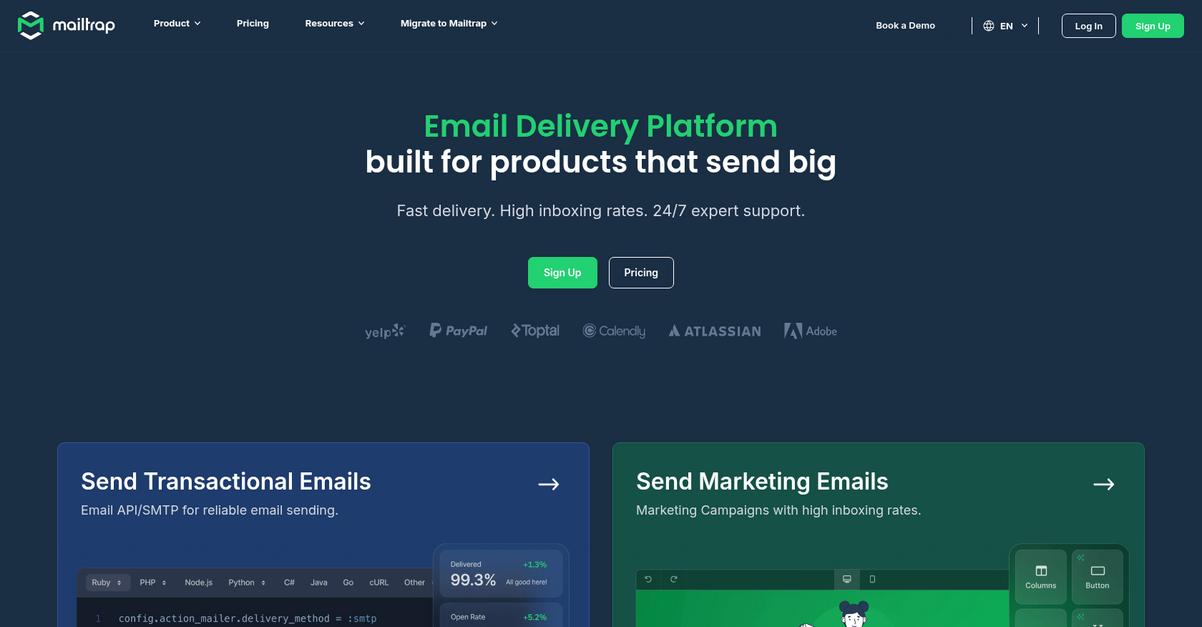 Mailtrap Homepage