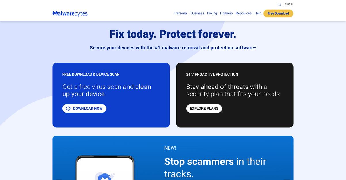 Malwarebytes Homepage