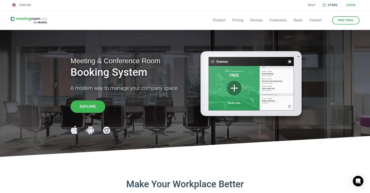 Meeting Room App Homepage