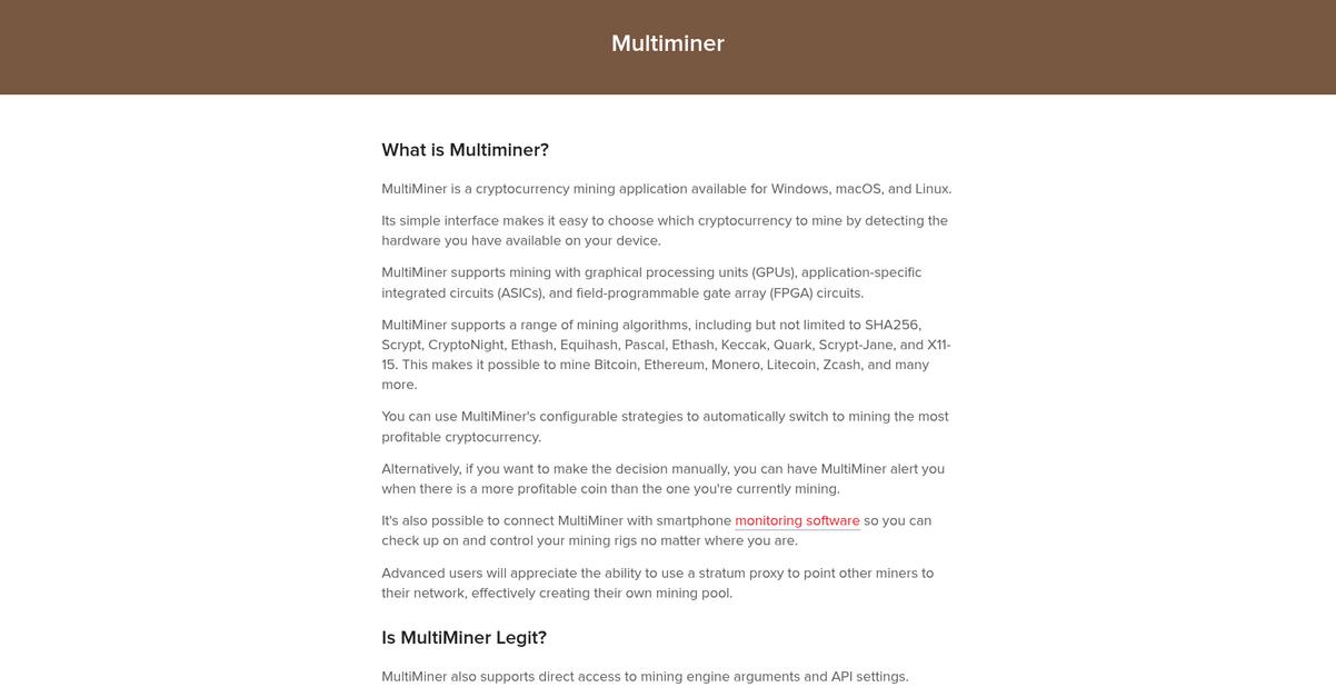 Multiminer Homepage