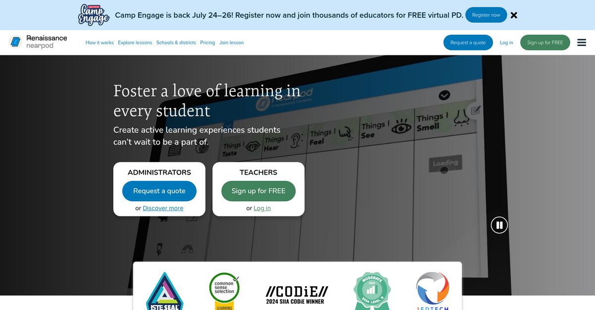 Nearpod Homepage