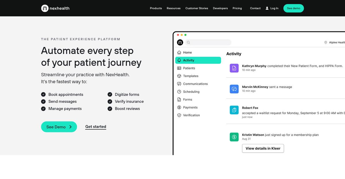 Nex Health Homepage