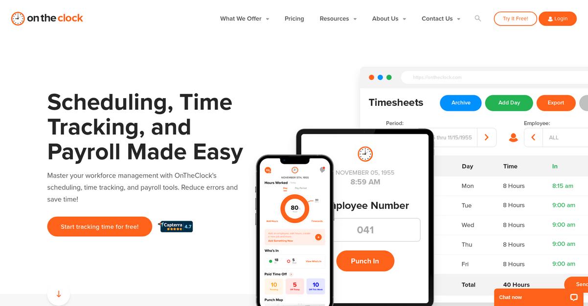 On The Clock Homepage