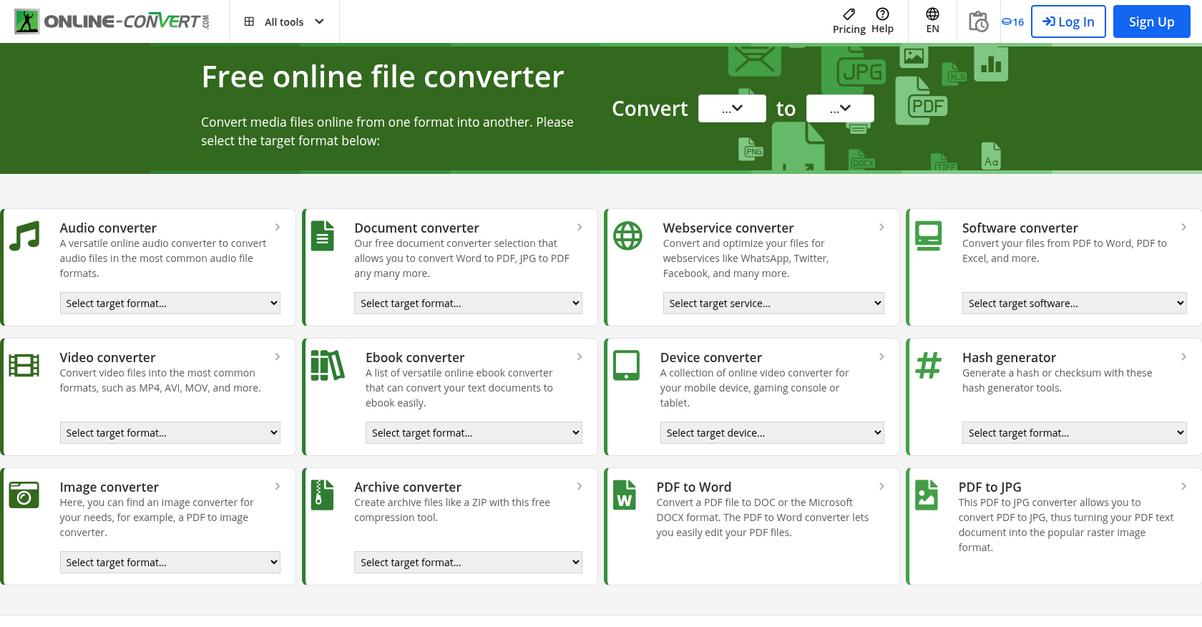 Online Convert Homepage