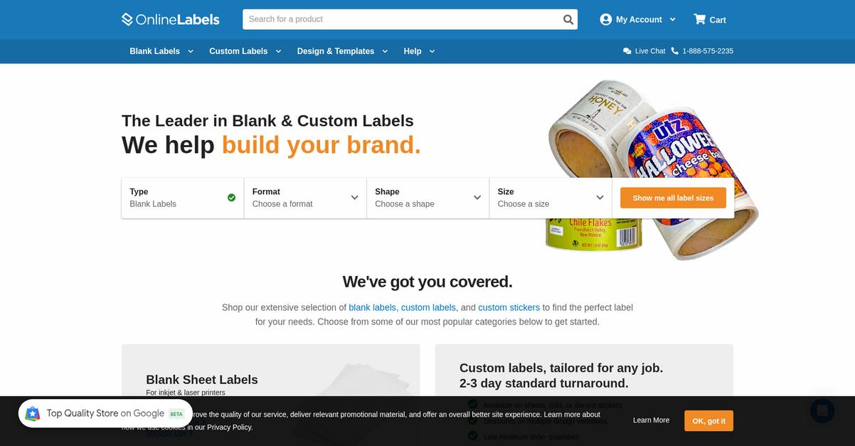 Online Labels Homepage