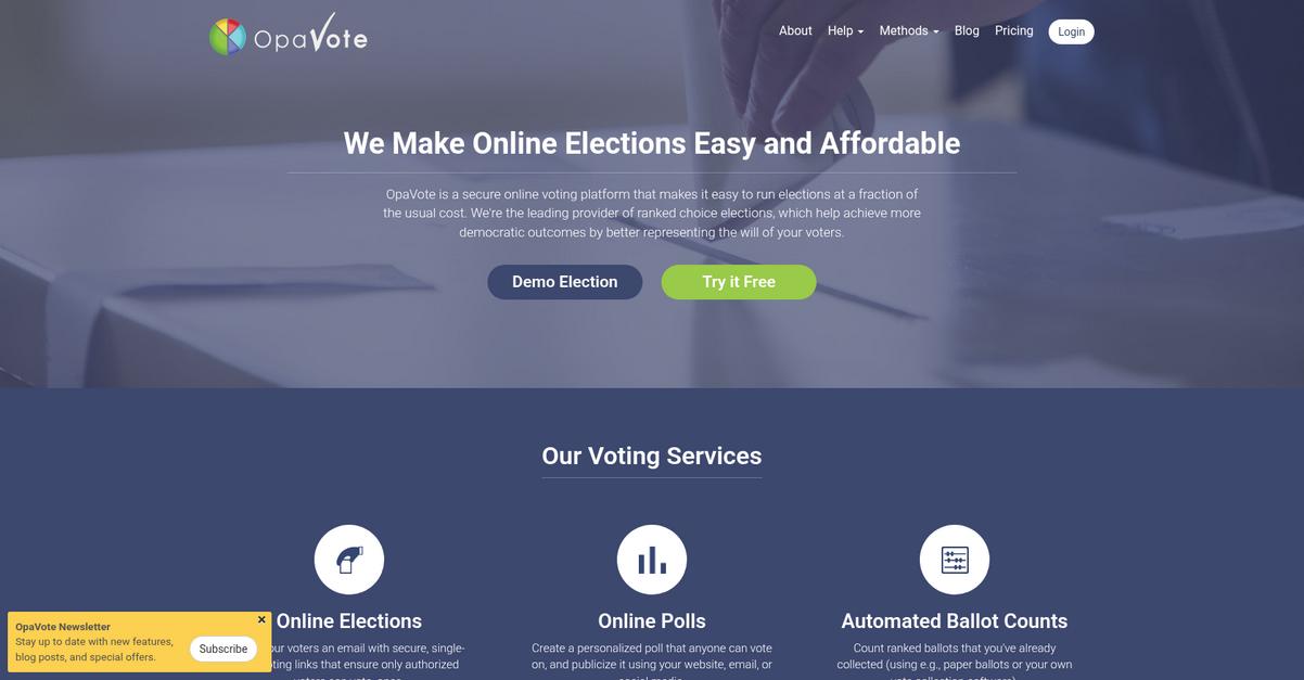 Opa Vote Homepage