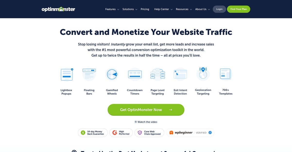 Optin Monster Homepage