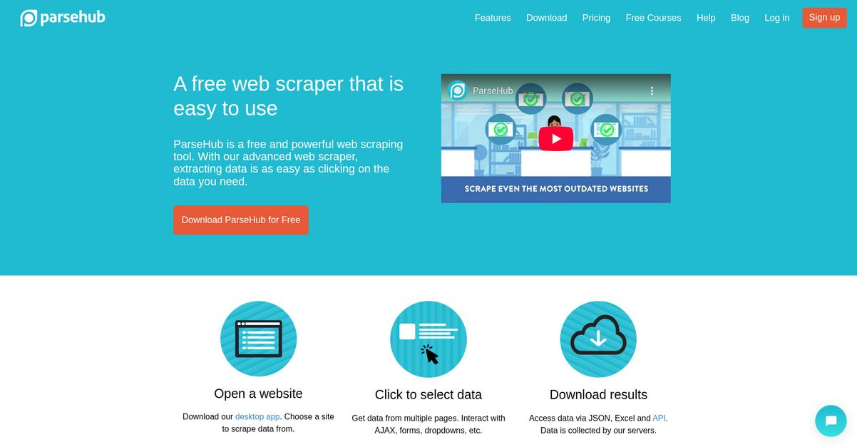 Parse Hub Homepage