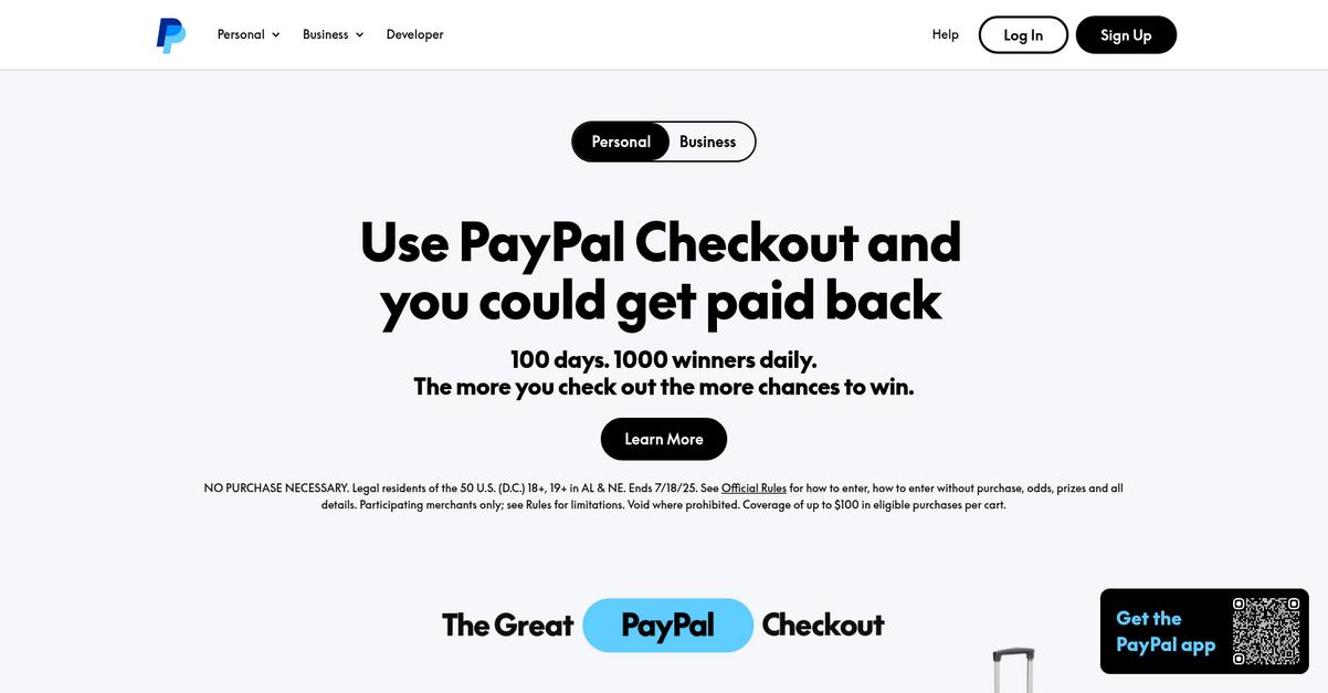 Pay Pal Homepage