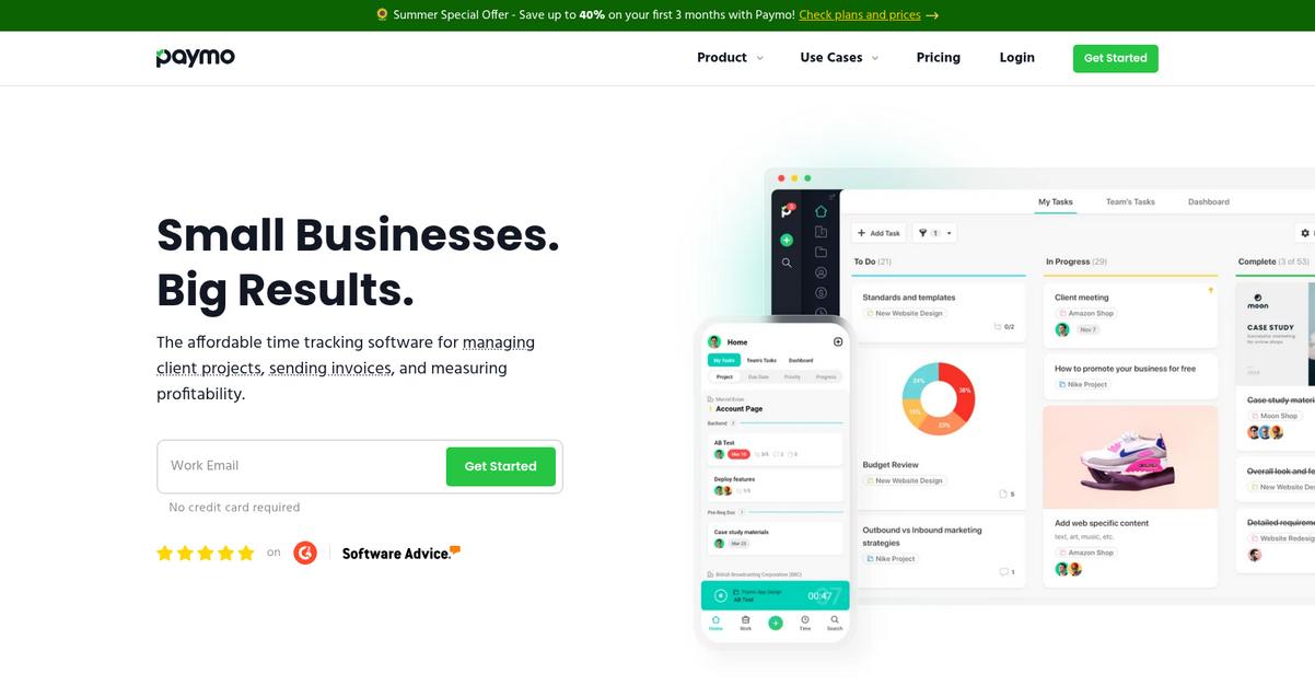 Paymo Homepage