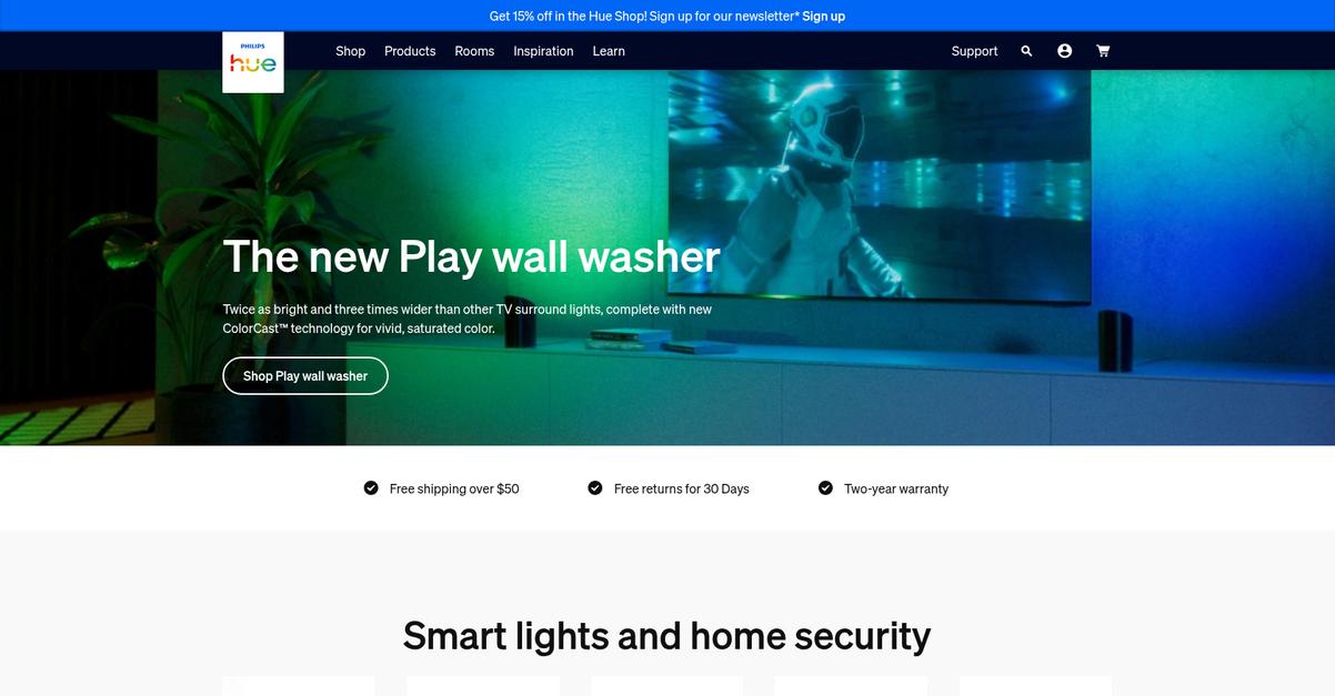 Philips Hue Homepage