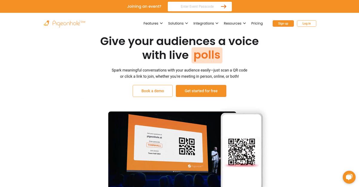 Pigeonhole Live Homepage
