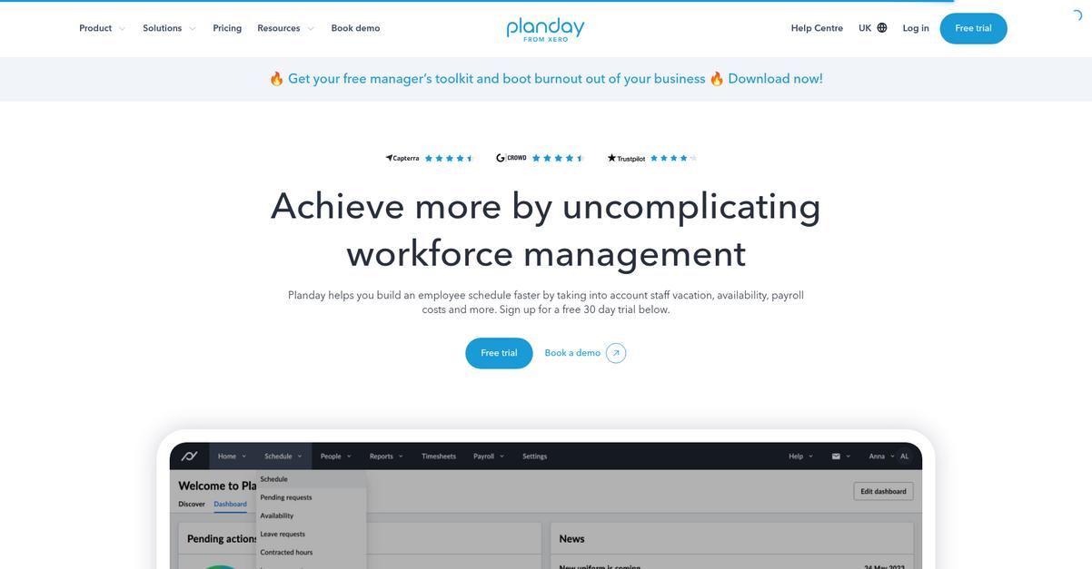 Planday Homepage