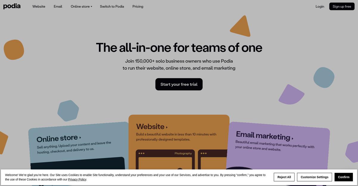 Podia Homepage
